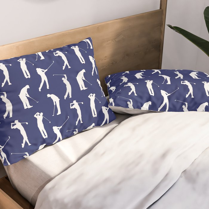Golfers // Midnight Blue Pillow Sham Gallery Image 2