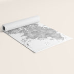 Grayscale watercolor world map with cities Yoga Mat Gallery Image 2