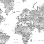 Grayscale watercolor world map with cities Coffee Mug Gallery Image 2