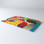 Colorful Happy Mood- Folk Art Style - Geometric Abstract Illustration - Jen Du Rug Gallery Image 3