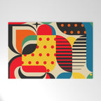 Colorful Happy Mood- Folk Art Style - Geometric Abstract Illustration - Jen Du Welcome Mat Gallery Image 1