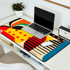 Colorful Happy Mood- Folk Art Style - Geometric Abstract Illustration - Jen Du Desk Mat Gallery Image 2