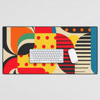 Colorful Happy Mood- Folk Art Style - Geometric Abstract Illustration - Jen Du Desk Mat Gallery Image 1