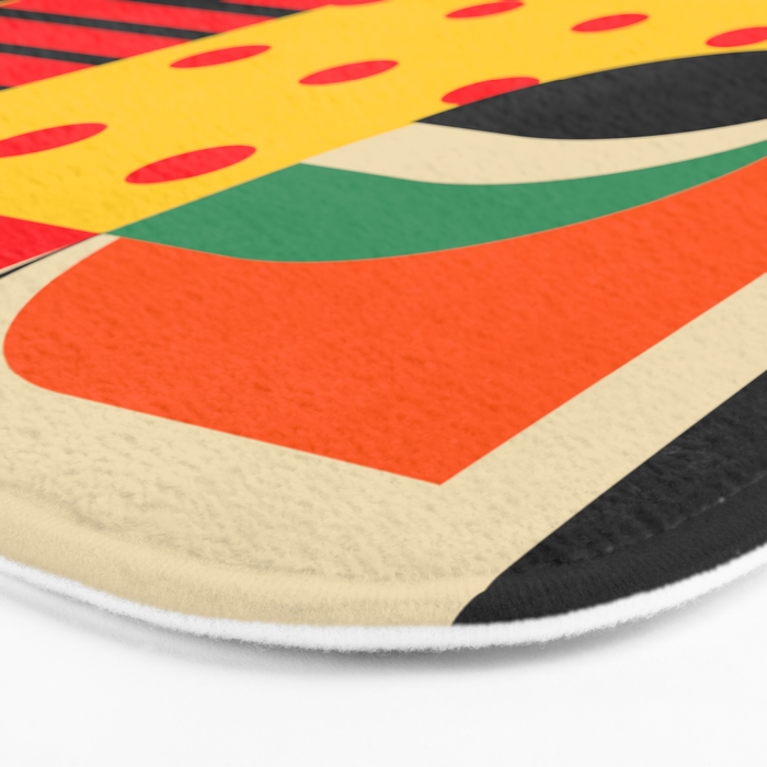 Colorful Happy Mood- Folk Art Style - Geometric Abstract Illustration - Jen Du Bath Mat Gallery Image 3
