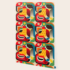 Colorful Happy Mood- Folk Art Style - Geometric Abstract Illustration - Jen Du Wallpaper Gallery Image 2