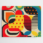 Colorful Happy Mood- Folk Art Style - Geometric Abstract Illustration - Jen Du Jigsaw Puzzle Gallery Image 1