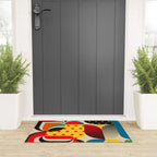 Colorful Happy Mood- Folk Art Style - Geometric Abstract Illustration - Jen Du Welcome Mat Gallery Image 3