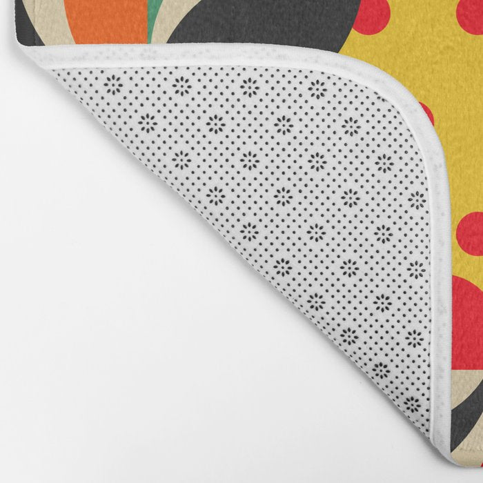 Colorful Happy Mood- Folk Art Style - Geometric Abstract Illustration - Jen Du Bath Mat Gallery Image 2