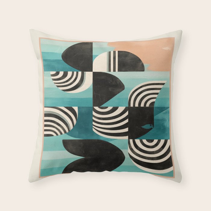 Retro Geometric Shapes 2 Throw Pillow Gallery Image 6