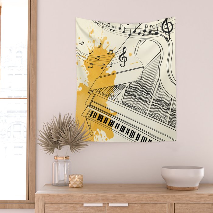 Abstract Minimal Musical Instrument 5 Wall Tapestry Gallery Image 2