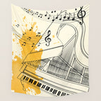 Abstract Minimal Musical Instrument 5 Wall Tapestry Gallery Image 4