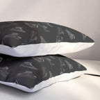 sneaker shoe pattern - white retro sneaker illustration on bla Pillow Sham Gallery Image 3