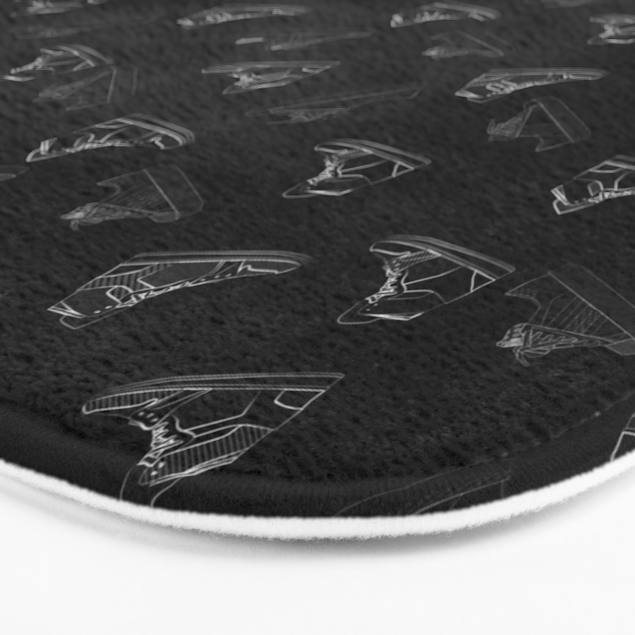 sneaker shoe pattern - white retro sneaker illustration on bla Bath Mat Gallery Image 3