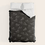 sneaker shoe pattern - white retro sneaker illustration on bla Duvet Cover Gallery Image 6