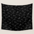 sneaker shoe pattern - white retro sneaker illustration on bla Wall Tapestry Gallery Image 4