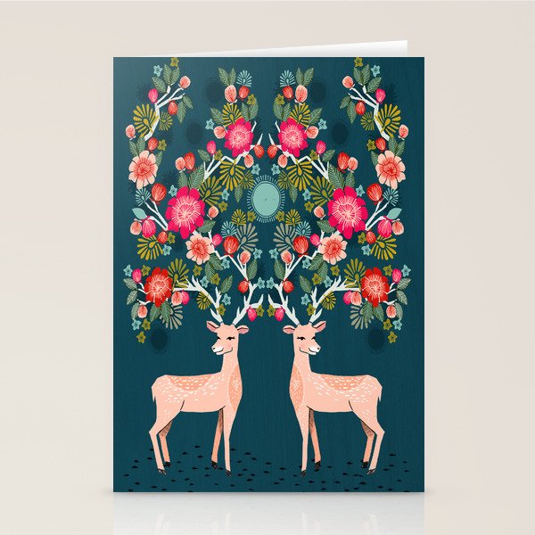 Deer with Flowers by Andrea Lauren  Stationery Card Gallery Image 2