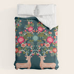 Deer with Flowers by Andrea Lauren  Duvet Cover Gallery Image 6