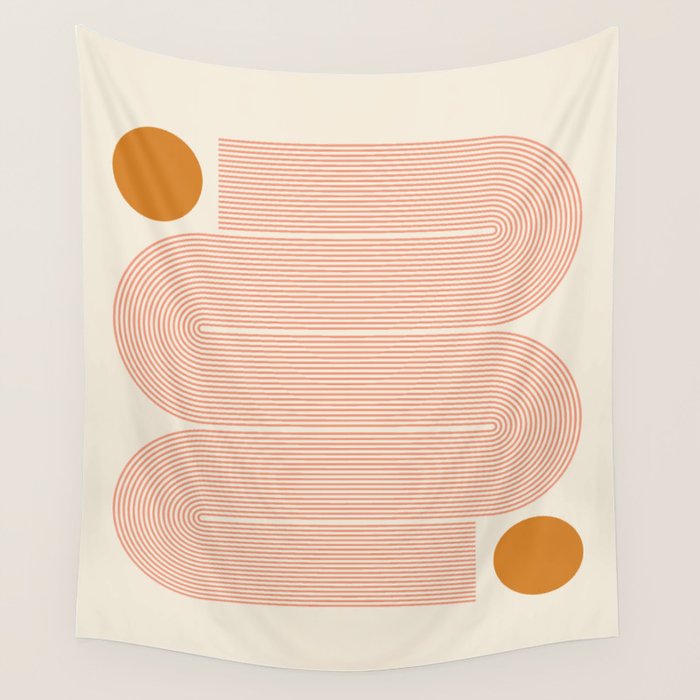 Abstraction_SUN_LINE_ART_Minimalism_002 Wall Tapestry Gallery Image 4