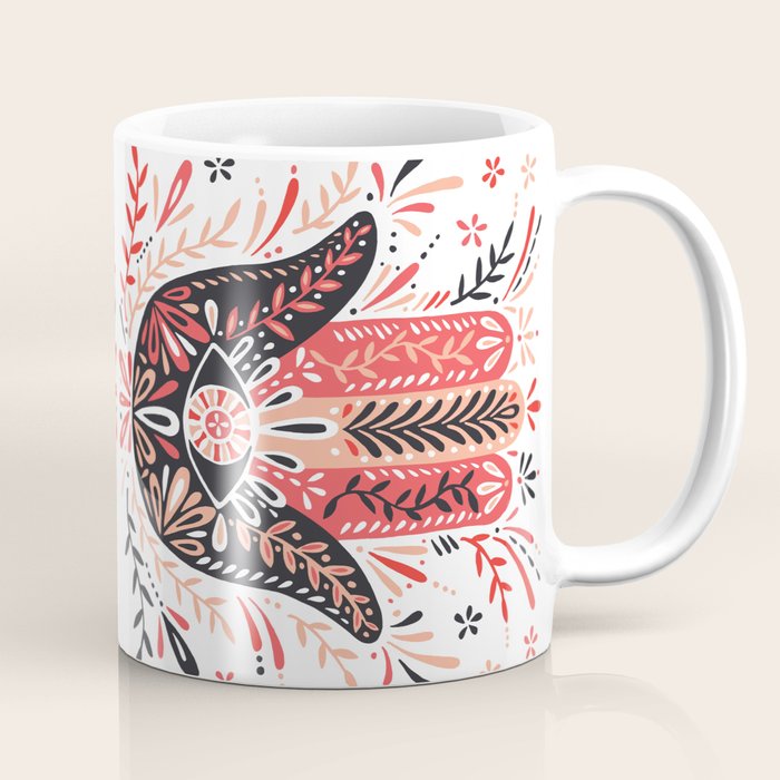 Hamsa Hand - Red & Black Palette Coffee Mug Gallery Image 1