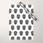 DÃ­a de Muertos Calavera â¢ Mexican Sugar Skull - Black Palette Wrapping Paper Gallery Image 1
