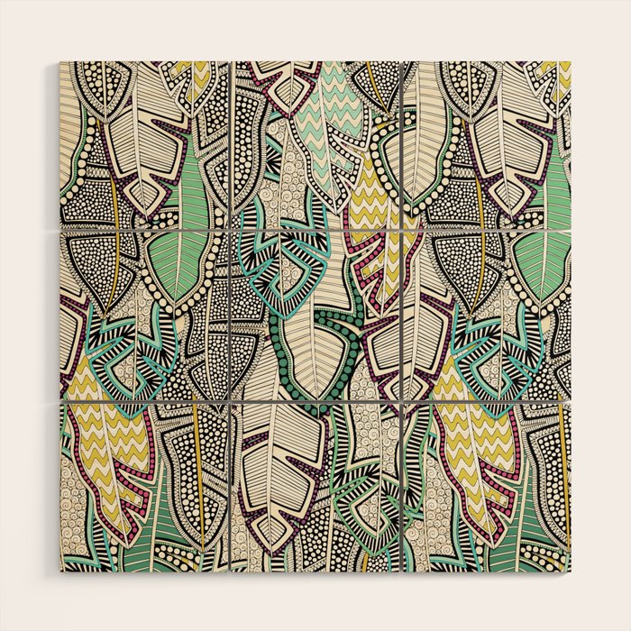 layered palm leaves Wood Wall Art Gallery Image 1