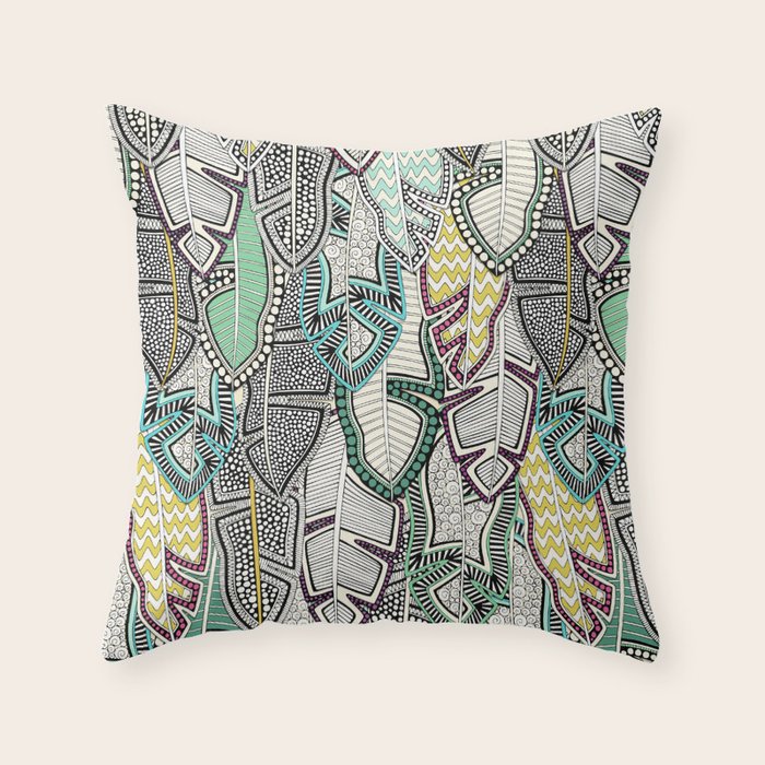 layered palm leaves Throw Pillow Gallery Image 1