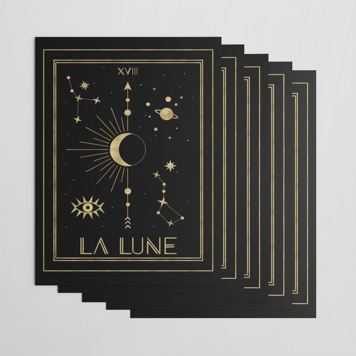 The Moon or La Lune Gold Edition Wrapping Paper Gallery Image 3