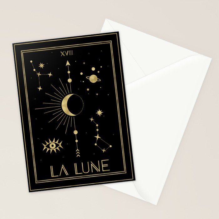The Moon or La Lune Gold Edition Stationery Card Gallery Image 2