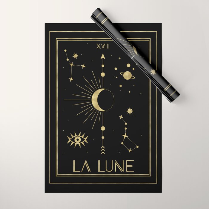 The Moon or La Lune Gold Edition Wrapping Paper Gallery Image 1