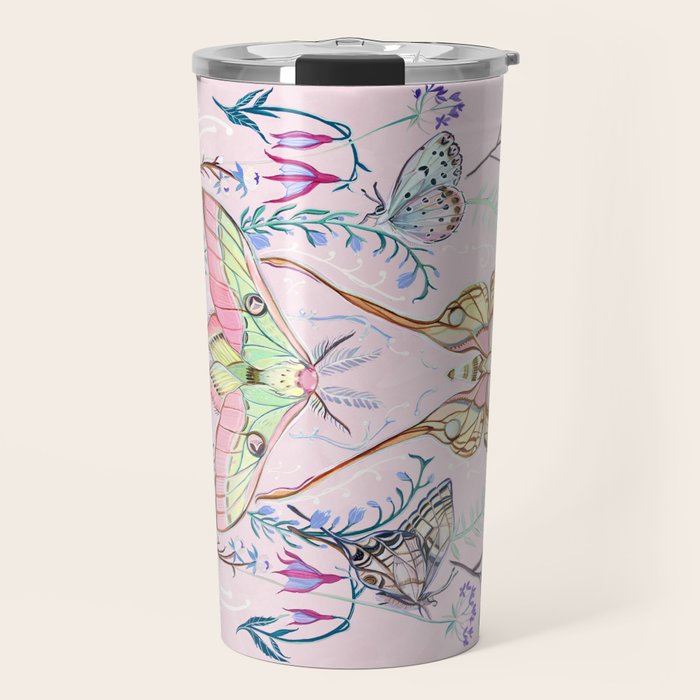 Chinese Moon Moth and Butterflies Travel Mug Gallery Image 1