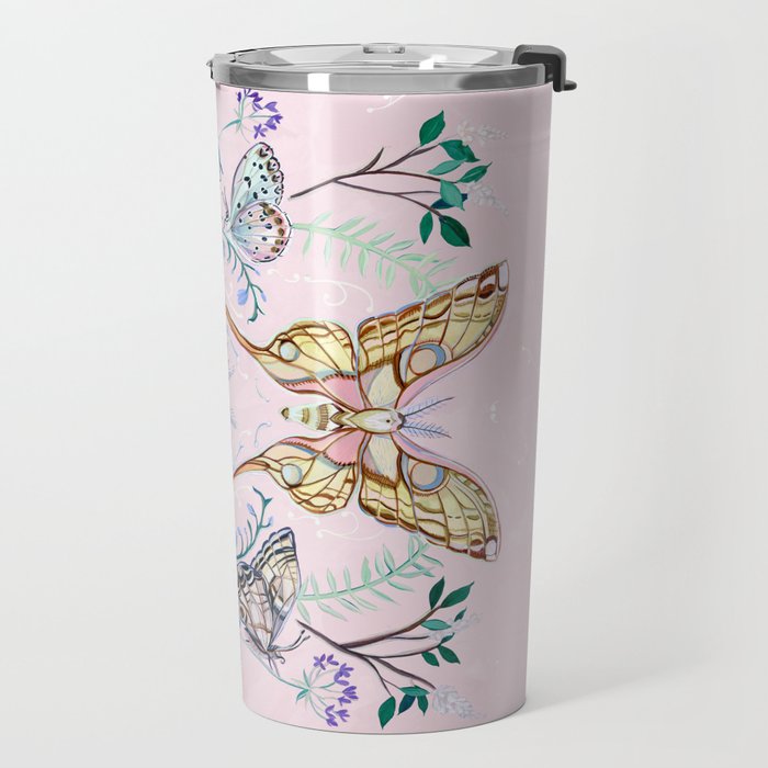 Chinese Moon Moth and Butterflies Travel Mug Gallery Image 2