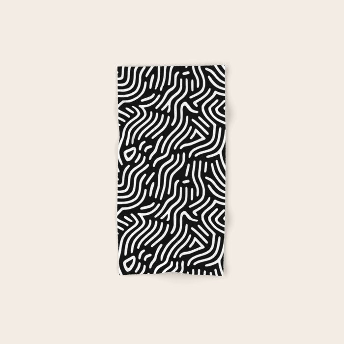 Black and white line art pattern Bath Towel Gallery Image 1