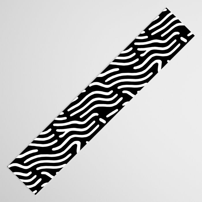 Black and white line art pattern Table Runner Gallery Image 3