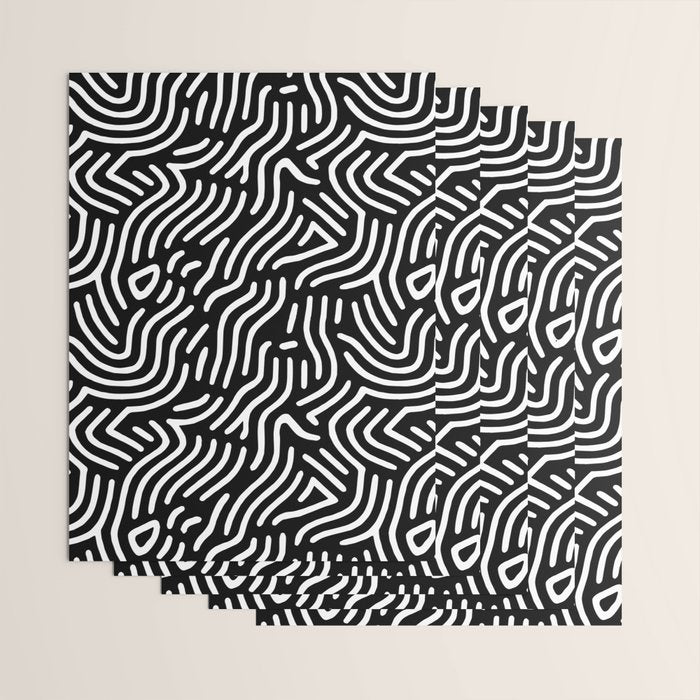 Black and white line art pattern Wrapping Paper Gallery Image 3
