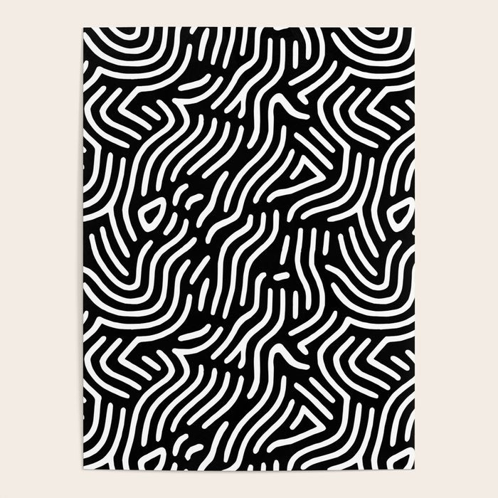 Black and white line art pattern Poster Gallery Image 4