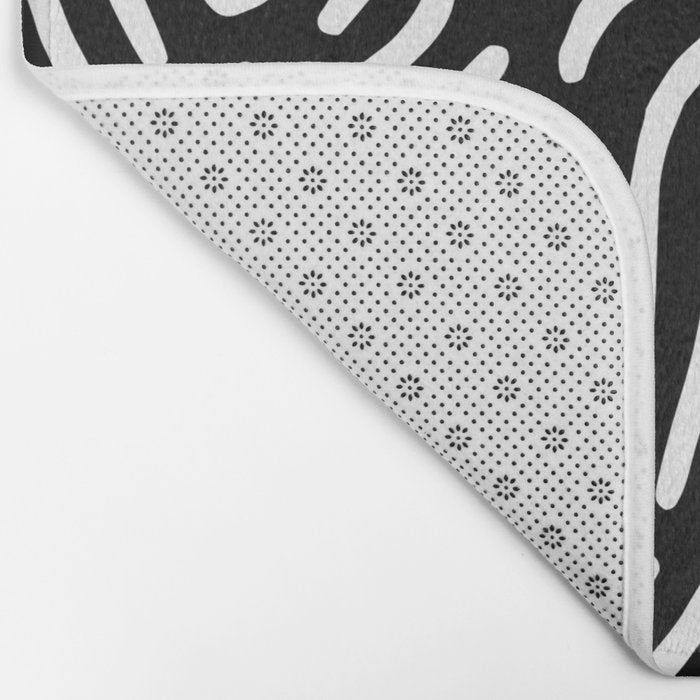 Black and white line art pattern Bath Mat Gallery Image 2