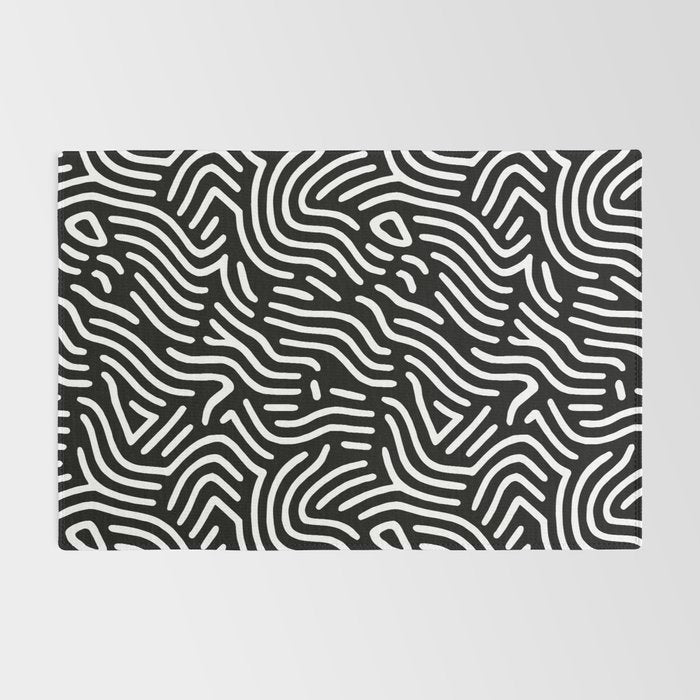 Black and white line art pattern Rug Gallery Image 2