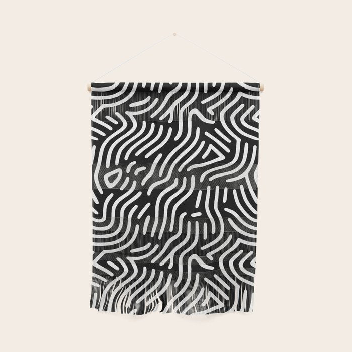 Black and white line art pattern Wall Hanging Gallery Image 1