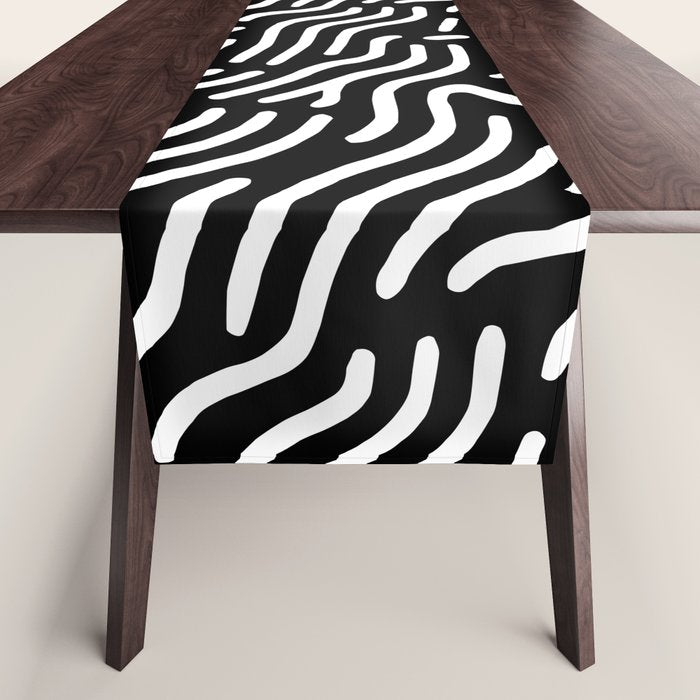 Black and white line art pattern Table Runner Gallery Image 1