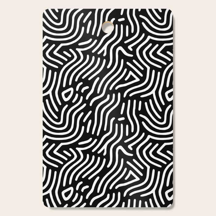 Black and white line art pattern Cutting Board Gallery Image 1