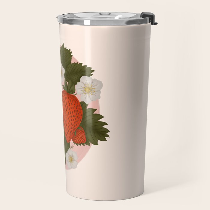Sweet Summer Strawberries and Blossoms Travel Mug Gallery Image 2