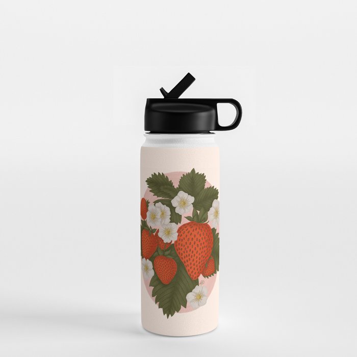 Sweet Summer Strawberries and Blossoms Water Bottle Gallery Image 1
