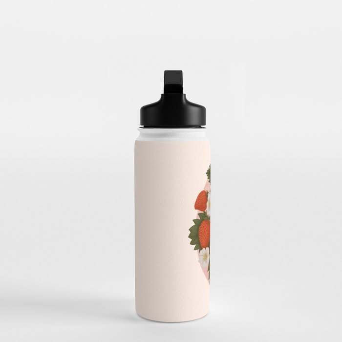 Sweet Summer Strawberries and Blossoms Water Bottle Gallery Image 3