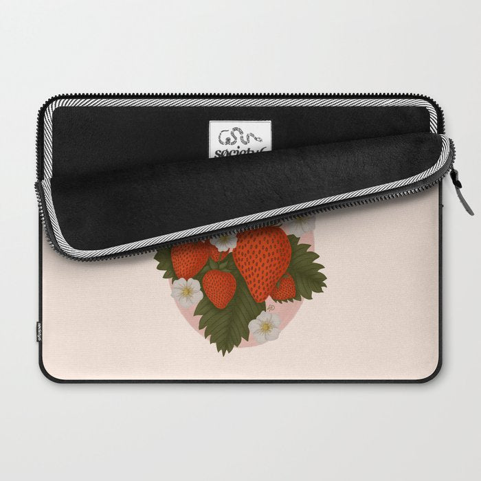 Sweet Summer Strawberries and Blossoms Laptop Sleeve Gallery Image 2