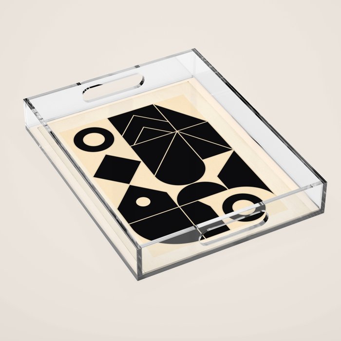 Geometric Shapes Black and White 4 Acrylic Tray Gallery Image 1