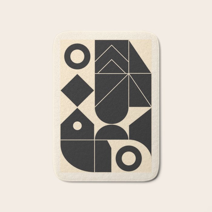 Geometric Shapes Black and White 4 Bath Mat Gallery Image 1