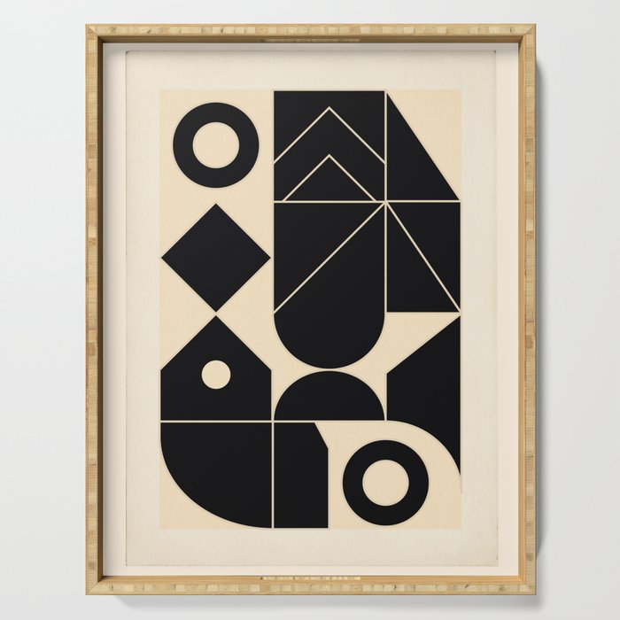 Geometric Shapes Black and White 4 Serving Tray Gallery Image 1