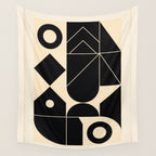 Geometric Shapes Black and White 4 Wall Tapestry Gallery Image 4
