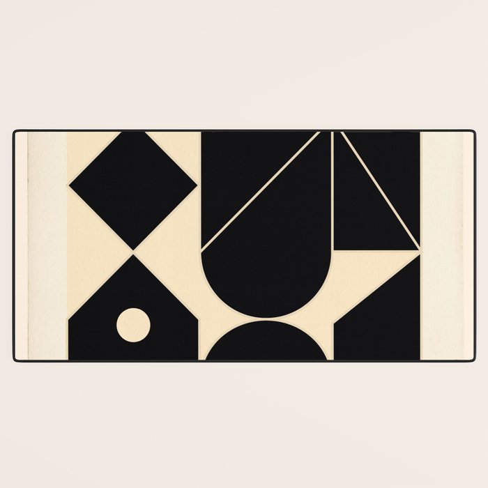 Geometric Shapes Black and White 4 Desk Mat Gallery Image 3