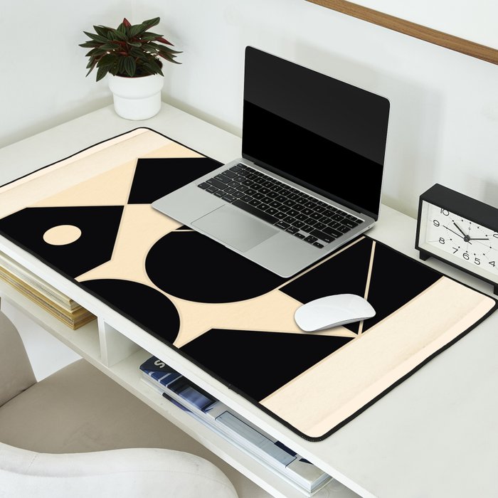 Geometric Shapes Black and White 4 Desk Mat Gallery Image 2